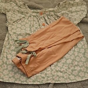 Floral Top and Pink Pants Set